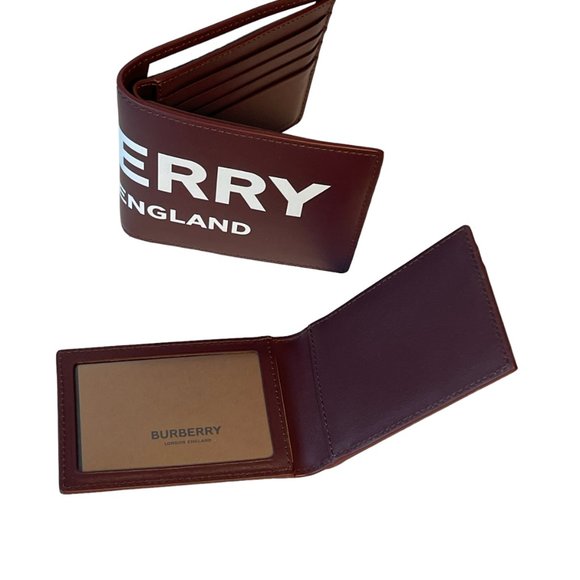 Burberry Ronan Oxblood Leather Logo Bifold Wallet with removable ID wallet - Picture 7 of 15